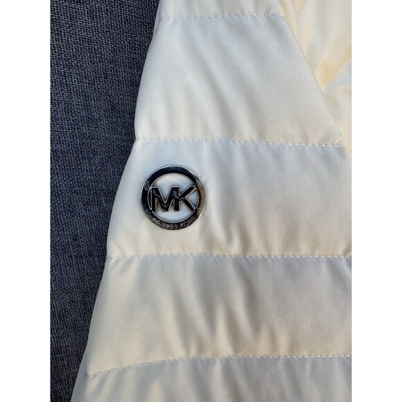 Michael Kors Womens Small Cream Down Fill Packable Winter Hooded Puffer Jacket - Picture 9 of 10